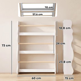 Estante de Livros Infantil de Parede com 3 Níveis, para Sala de Brincar, Sala de Estar e Cantinhos de Leitura, Branco, 3-8 Anos