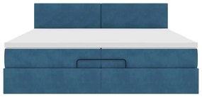 Estrutura de cama otomana com colchão 200x200 cm azul escuro