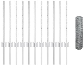 Postes de Cerca vidaXL 11 pcs U-Channel 60 cm Aço Galvanizado, Cerca H