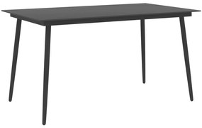 vidaXL Mesa de jantar para jardim 150x90x74 cm aço e vidro preto