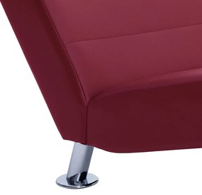 Chaise longue com almofada couro artificial vermelho tinto