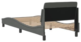 Estrutura de cama c/ cabeceira tecido 90x190 cm cinza-escuro