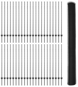 Postes de Cerca 22 pcs U-Canal Cinza 140 cm Aço