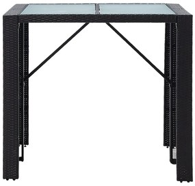 5 pcs conjunto de bar para jardim vime PE e vidro preto