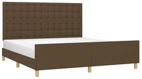 Estrutura de cama 180x200 cm tecido castanho-escuro