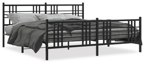 vidaXL Estrutura de cama com cabeceira e pés 183x213 cm metal preto