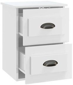 Mesas de cabeceira parede 2 pcs 41,5x36x53 cm branco brilhante