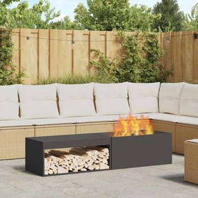 vidaXL Fire Pit Preto 160 x 45 x 35 cm Aço laminado a frio