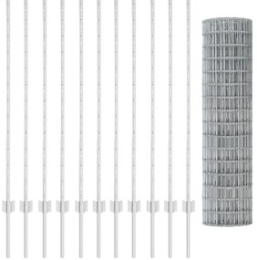 Cerca Euro com 22 Postes U Prateado 1,2x25 m Aço