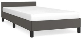 Estrutura de Cama Salu com Cabeceira em Couro Artificial Cinzento - 10