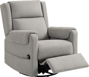 Poltrona Relax Reclinável Elétrica Giratória e Basculante com Apoio para os Pés Ajustável Controlo Remoto 86x89x99 cm Cinzento Claro