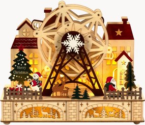 Decoração de Natal LED em madeira de choupo Amusement Park