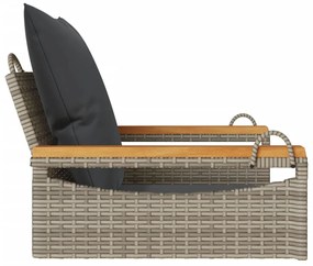 Banco baloiço com almofadões 63x62x40 cm vime PE cinzento