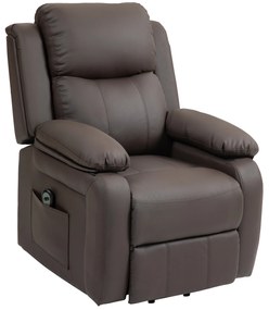Poltrona Relax Levanta Pessoas com Controle Remoto Reclinação Elétrica de 160° Apoio para os Pés 76x90x105 cm Castanho Escuro