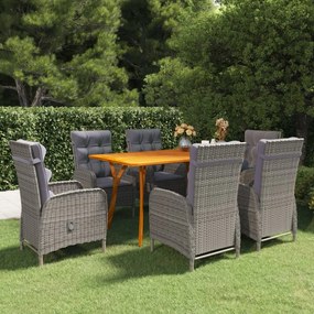 vidaXL 7 pcs conjunto de jantar para jardim cinzento