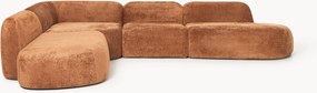 Sofá de canto modular XL em teddy-bouclé com chaise longue Wolke (4 lugares)