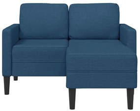 Sofá 2 lugares com Chaise em L 125 cm tecido azul