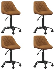 vidaXL Cadeiras de jantar giratórias 4 pcs veludo castanho