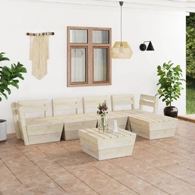 vidaXL 6 pcs conjunto lounge de paletes madeira de abeto impregnada