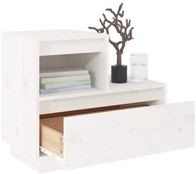 Mesa de cabeceira 60x34x51 cm madeira de pinho maciça branco