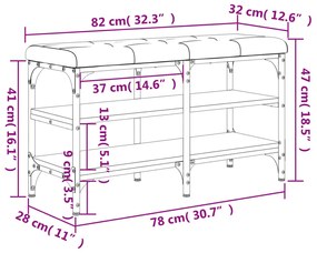 Banco sapateira 82x32x47 cm derivados madeira carvalho castanho