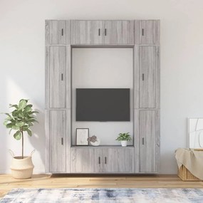 vidaXL Conjunto móveis de TV 8 pcs madeira processada sonoma cinza
