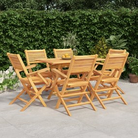 vidaXL Conjunto de jantar para jardim 7 pcs madeira de teca maciça