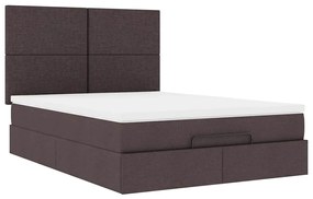 Estrutura cama otomana colchão 140x200cm tecido castanho escuro