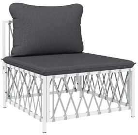 3 pcs conjunto lounge de jardim com almofadões aço branco