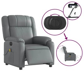 Poltrona massagens reclinável elétrica couro artif. cinzento