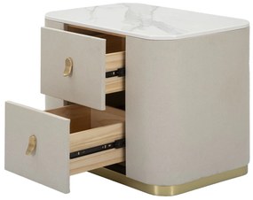 MESA DE CABECEIRA BEAUTY 60X40X47 CM CREME E DOURADO