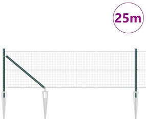 Cerca de Arame Soldado com 13 Estacas Verde 0.8x25 m Aço