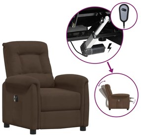 vidaXL Poltrona reclinável elétrica tecido de microfibra castanho