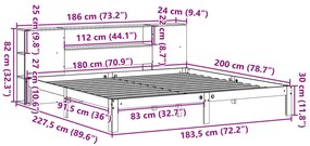 Cama com estante sem colchão 180x200 cm pinho maciço