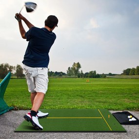 Tapete de grama sintética para prática de golfe em ambientes internos e externos. Inclui 2 tees de borracha e 2 tacos de alinhamento - 25 mm.