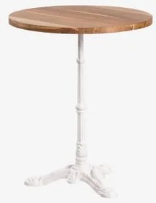 Mesa De Bar Redonda Em Madeira De Acácia Azteca Ø60 Cm & Madeira De Acácia - Branco Glacial - Sklum