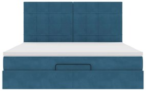 Estrutura cama otomana colchões 180x200 cm veludo azul escuro