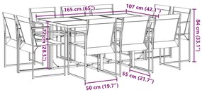 11 pcs conjunto de jantar para jardim textilene preto