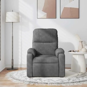 Poltrona de massagens reclinável tecido microfibra cinza-escuro
