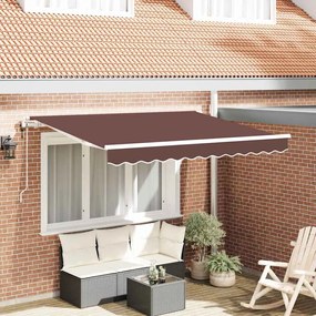 vidaXL Toldo Retrátil Manual Marrom e Branco
