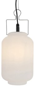 Candeeiro de suspensão exterior branco 20 cm com ficha IP44 - Pion Moderno