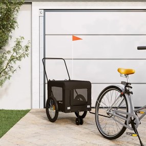 vidaXL Reboque bicicleta p/ animais tecido oxford/ferro preto