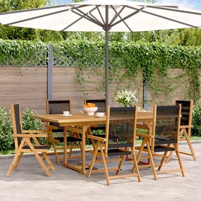 vidaXL 7 pcs conj. jantar p/ jardim polipropileno/madeira maciça preto
