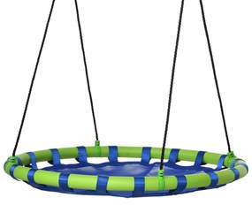 Outsunny Baloiço Infantil Ninho com Altura Ajustável Baloiço Redondo para Crianças de 3-8 Anos Carga Máxima 150 kg para Exterior Ø100x120-180 cm Azul