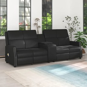 vidaXL Poltrona massagens 4 assentos reclinável couro artificial preto
