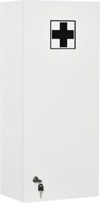 Armário de Medicamentos de Parede 5 Níveis com Prateleiras de Vidro Ajustáveis Fechadura Chaves 30x20x70 cm Branco