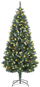 vidaXL Árvore de Natal artificial com pinhas pré-iluminada 180 cm