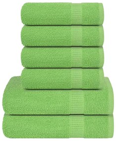 vidaXL 6pcs Conjunto de toalhas FROGN 360 g/m² verde maça