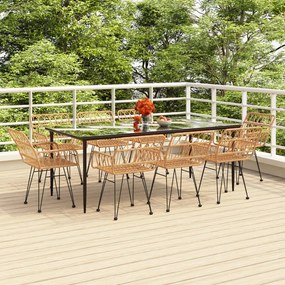 vidaXL 9 pcs conjunto de jantar para jardim vime PE