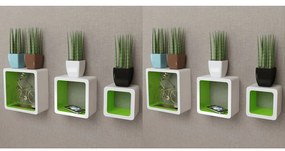 vidaXL Prateleiras de parede cubo 6 pcs branco e verde